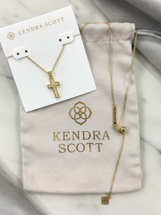 Kendra Scott Jewelry - Kendra Scott Gold Chain Lab Grown White Opal Cross Necklace
